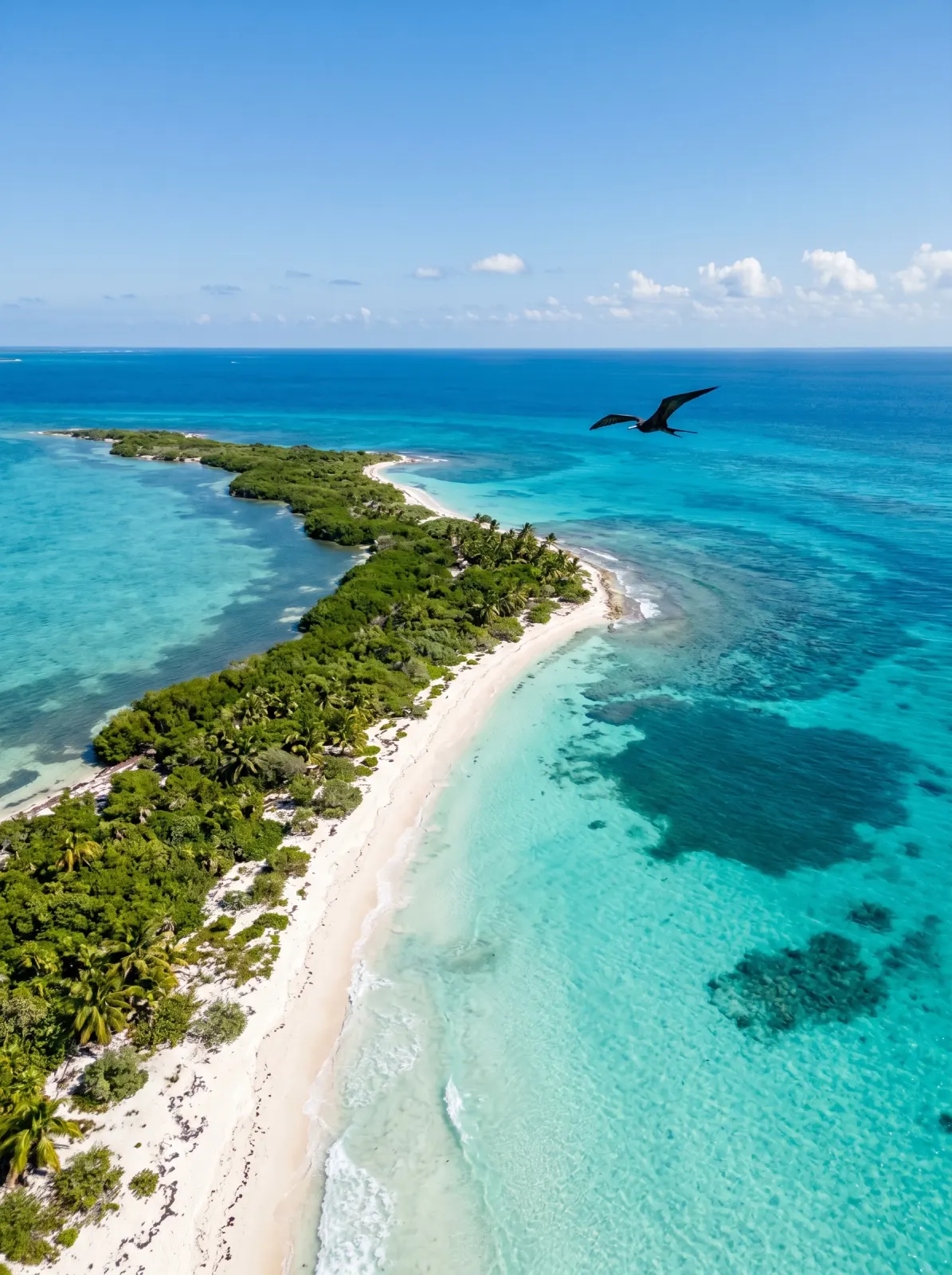 Pristine beach at Isla Contoy biosphere reserve in the Mexican Caribbean